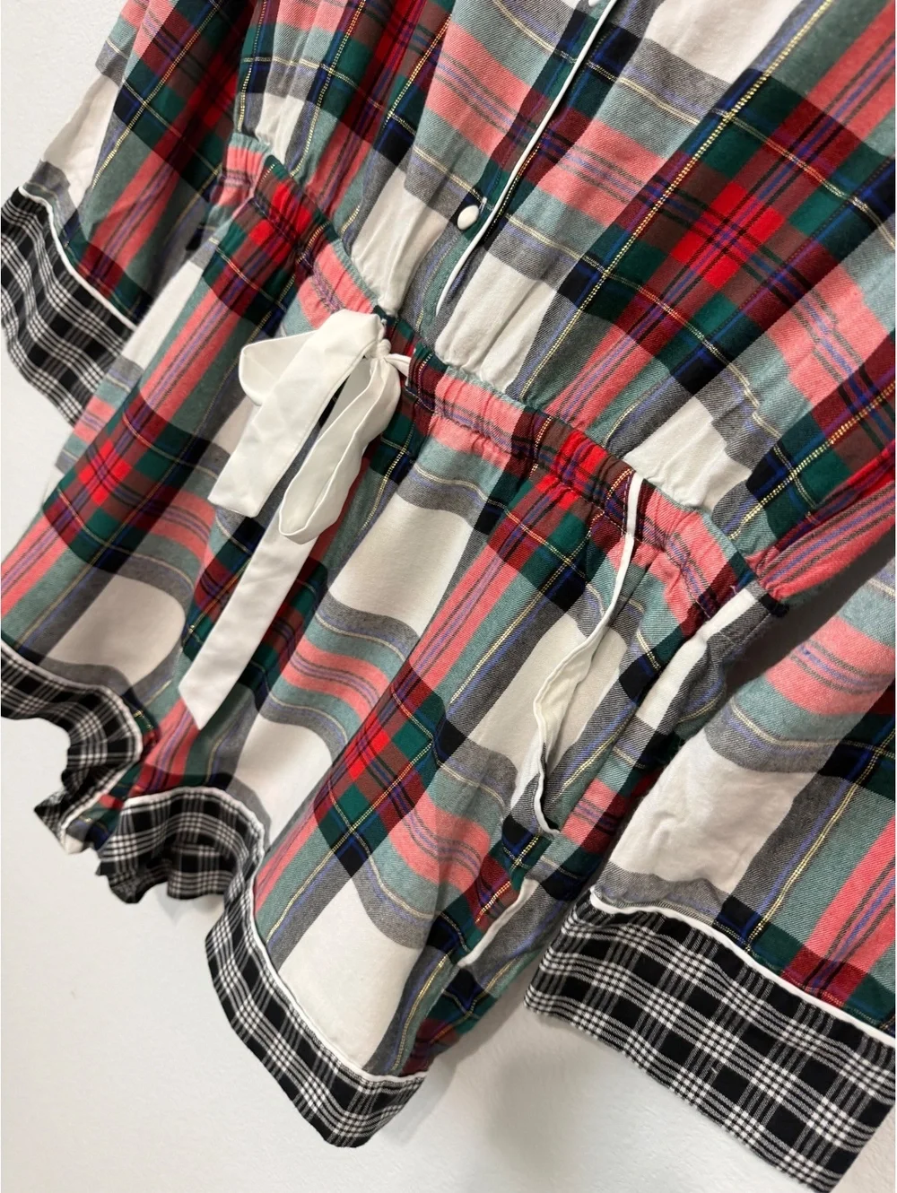 Victoria’s Secret Long Sleeve Button Up Plaid Flannel Sleep Romper Size L